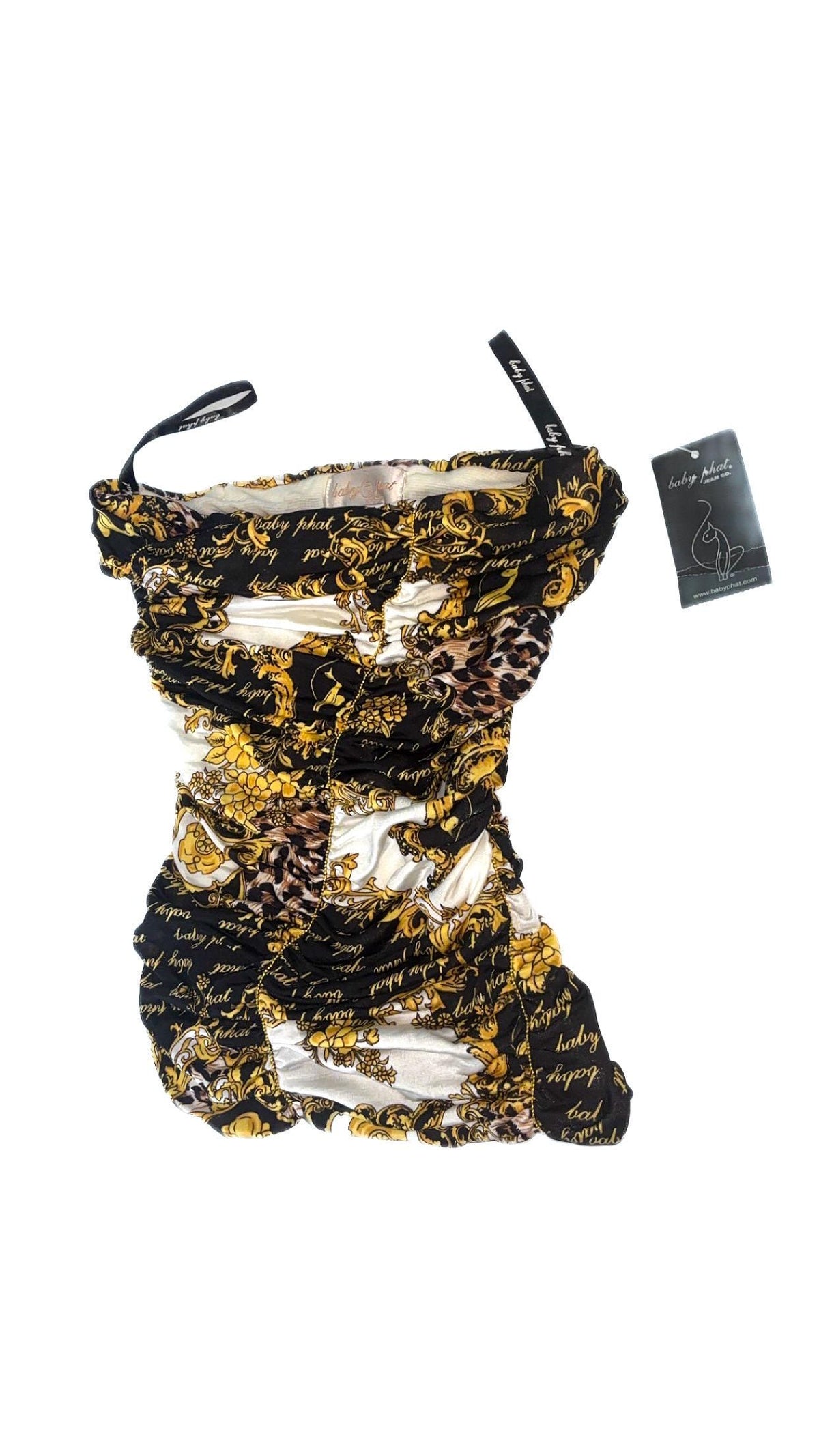 Baby Phat Royale Ruched Chain-Print Bandeau – XS, New With Tags