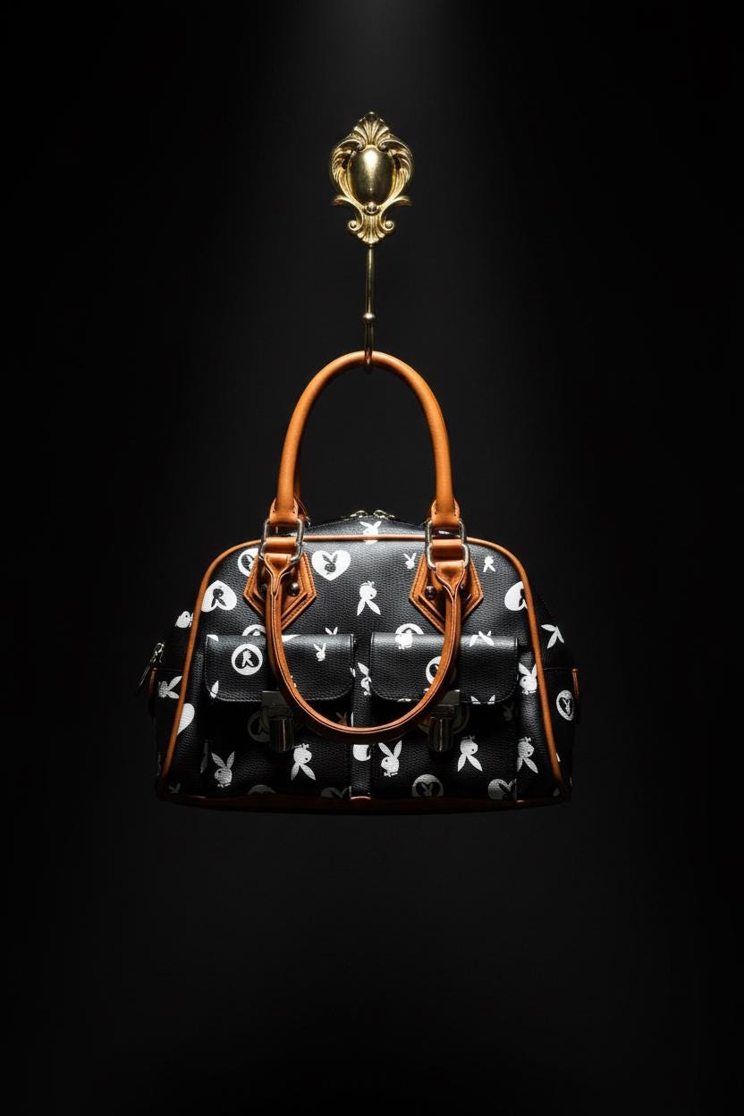 Playboy Black & White Rabbit Monogram Handbag – Refurbished