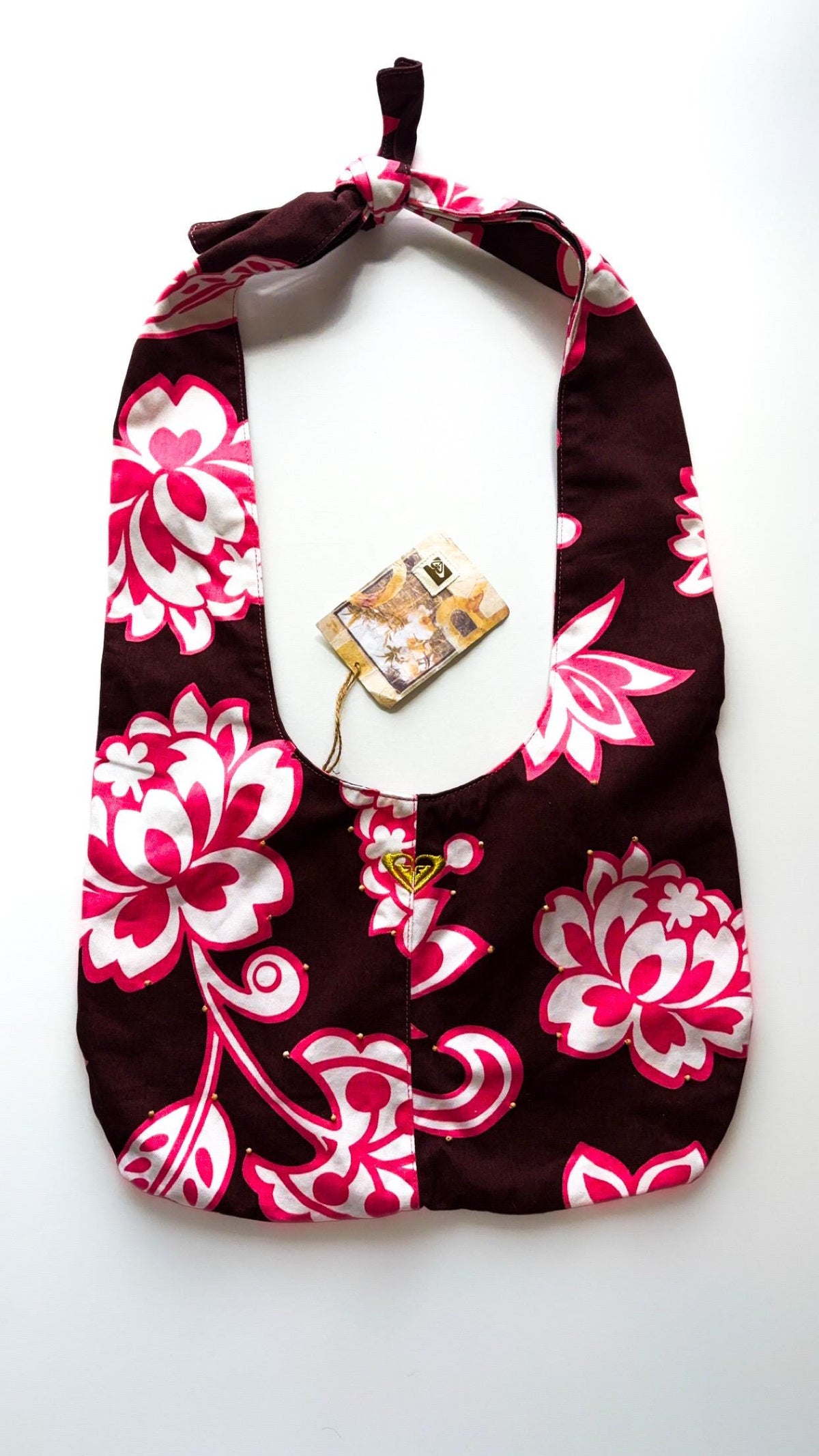 Roxy Brown, Pink & White Floral Tie-Strap Bag – New With Tags