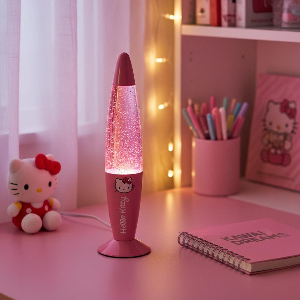 Sanrio Hello Kitty Pink Glitter Glow Lamp (2012) – New in Original Packaging