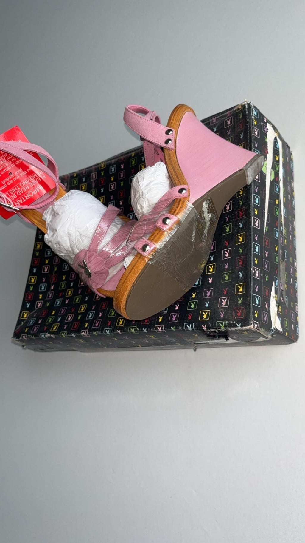 Playboy Pink Wedge Sandals (2004) – UK 3, New in Packaging