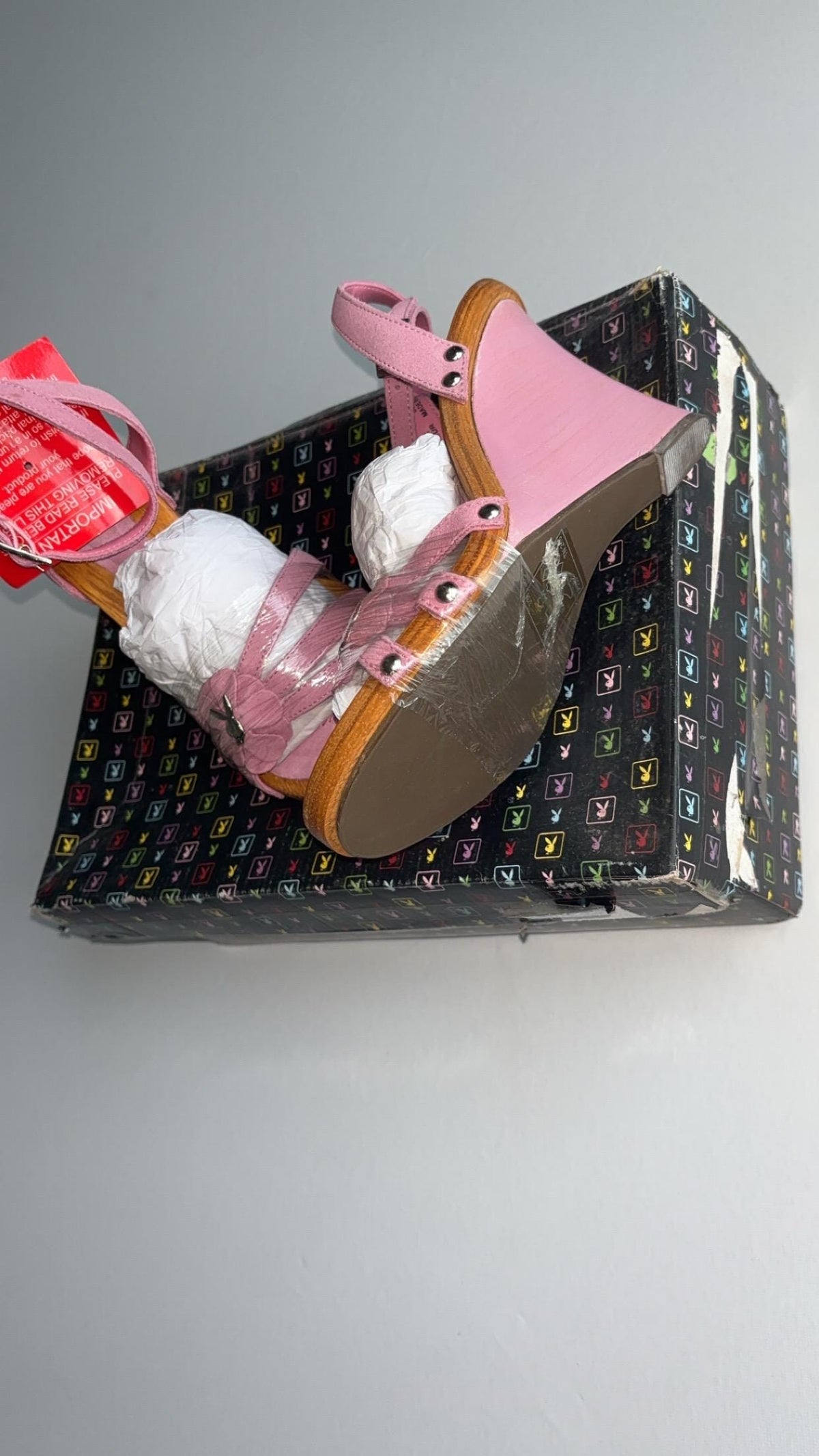 Playboy Pink Wedge Sandals (2004) – UK 3, New in Packaging
