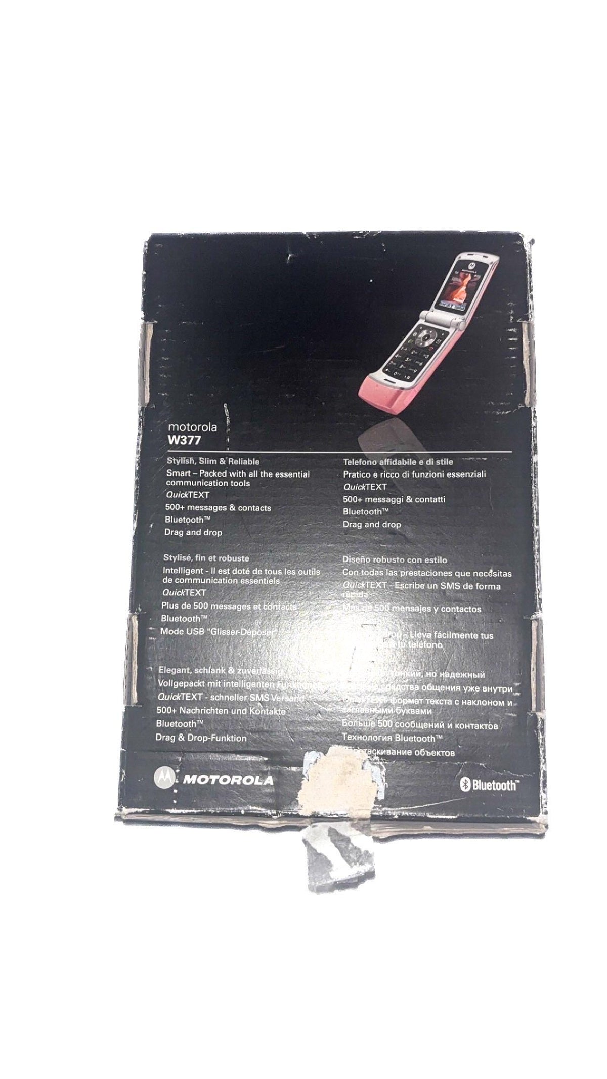 Motorola W377 vaaleanpunainen puhelin (2007) – Uusi alkuperäispakkauksessa