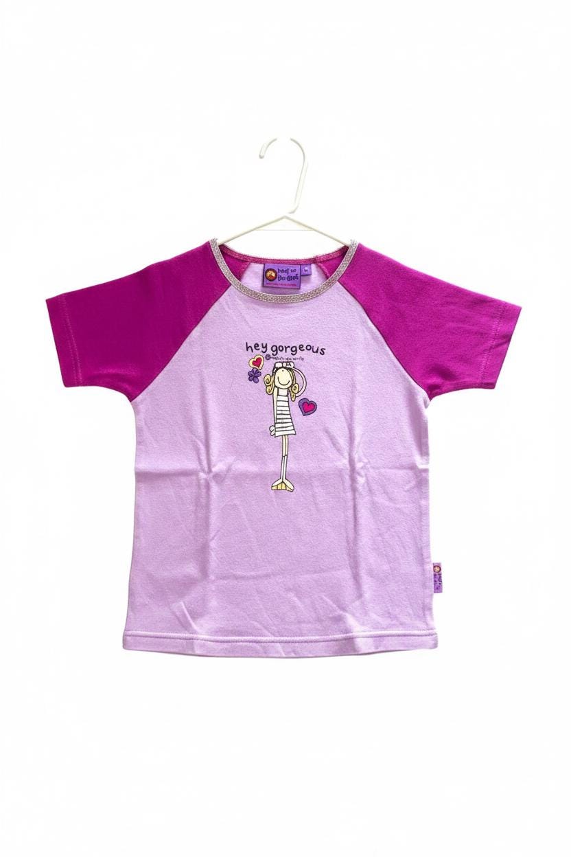 Bang On The Door Hey Gorgeous Lilac Kids’ T-Shirt – 7/8 Years, New With Tags