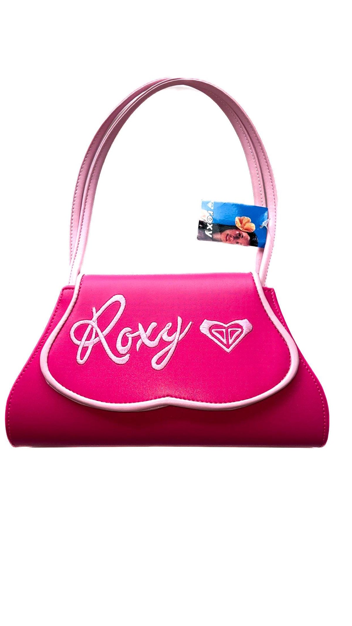 Borsa Roxy rosa stile pin-up con patta – Nuova con cartellini