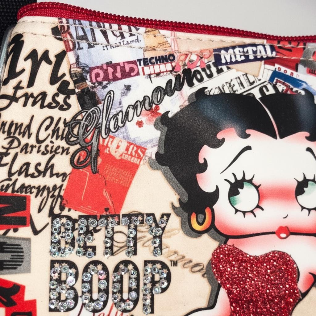 Betty Boop Perona Collage Shoulder Bag & Coin Purse Set – New