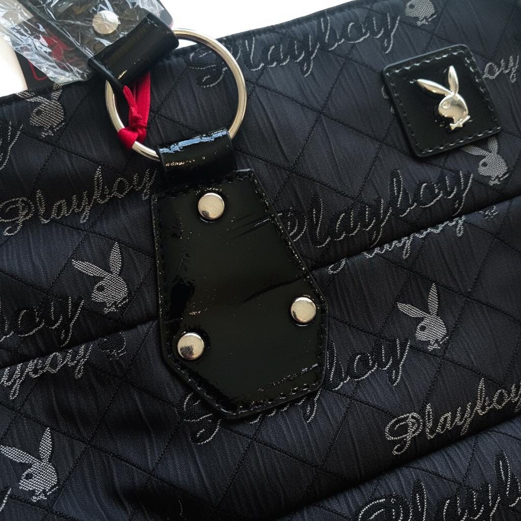Sac à main Playboy noir et argenté à monogramme tête de lapin (2010) – Neuf avec étiquettes
