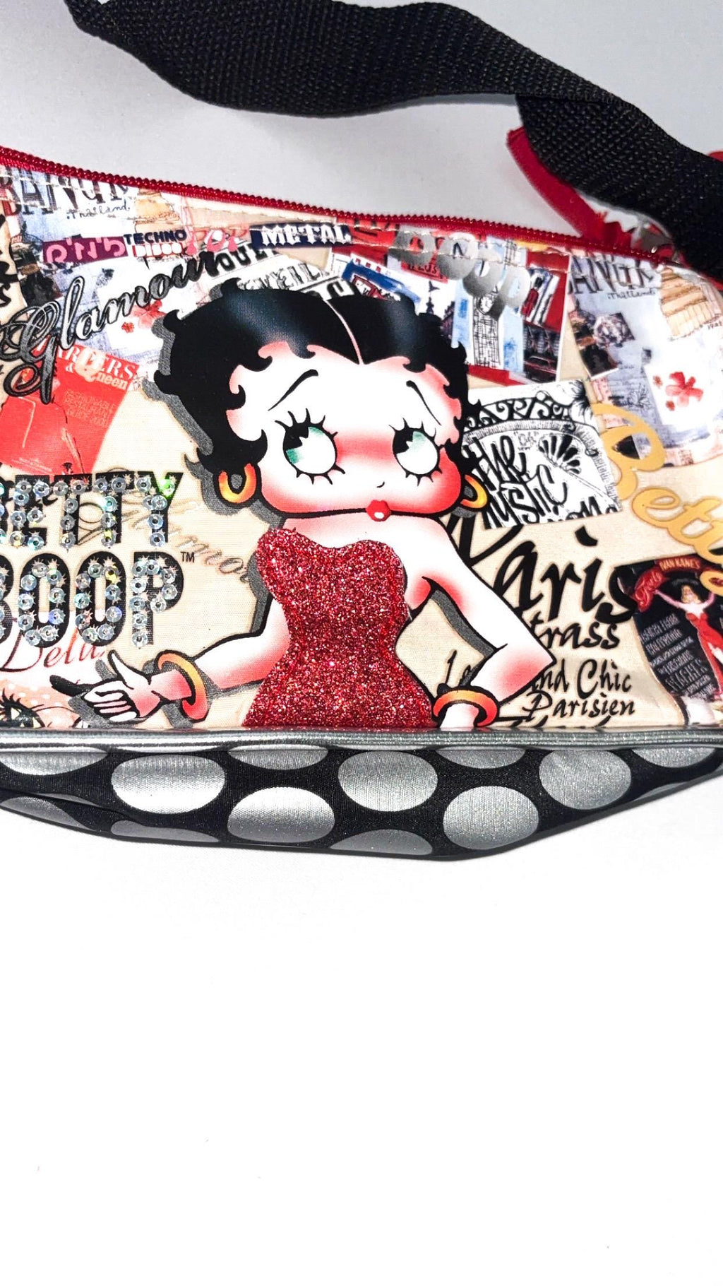 Комплект чанта през рамо и портмоне за монети Betty Boop Perona с колаж – нов