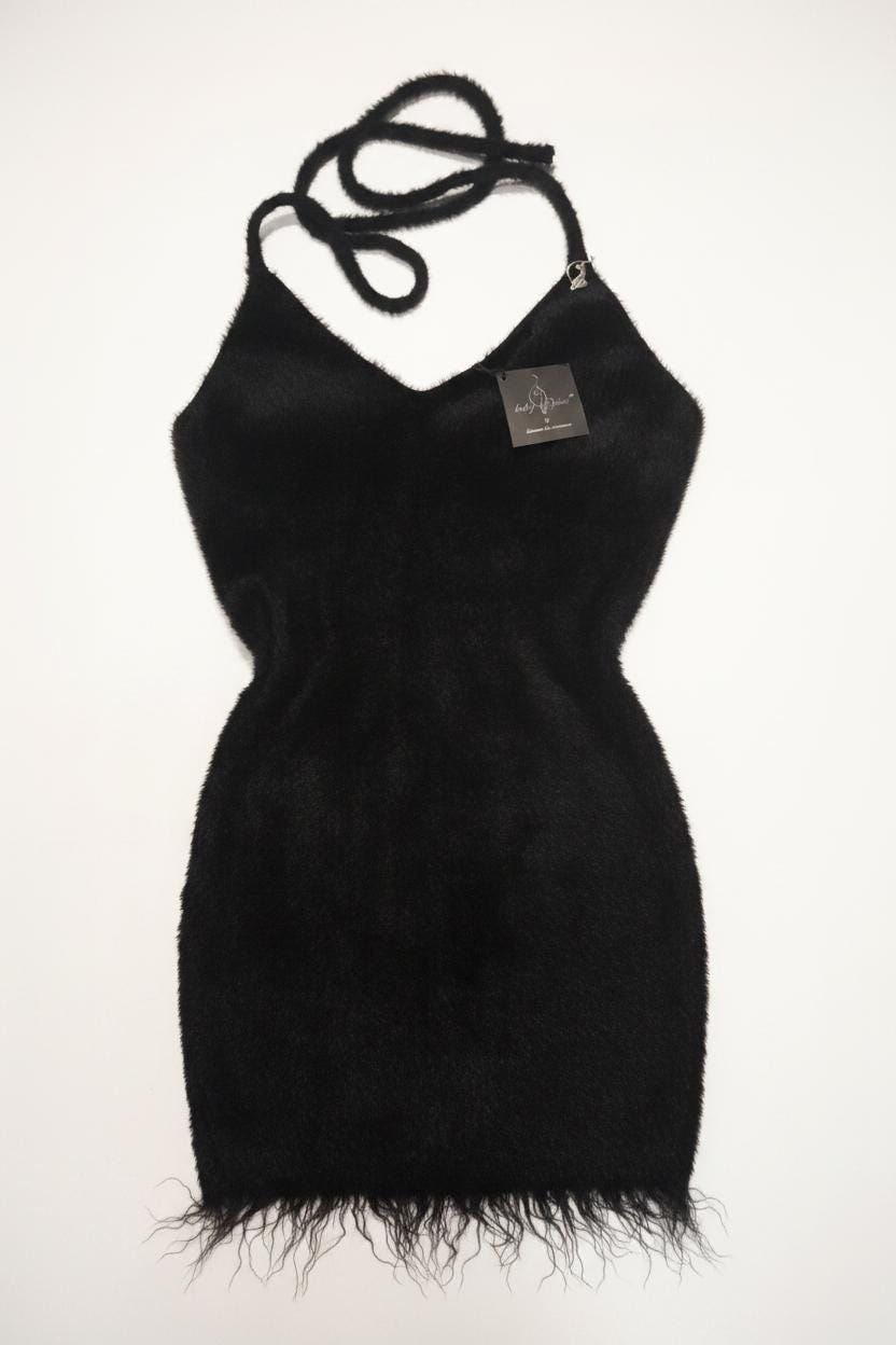Baby Phat Black Fuzzy Halterneck Dress – New With Tags