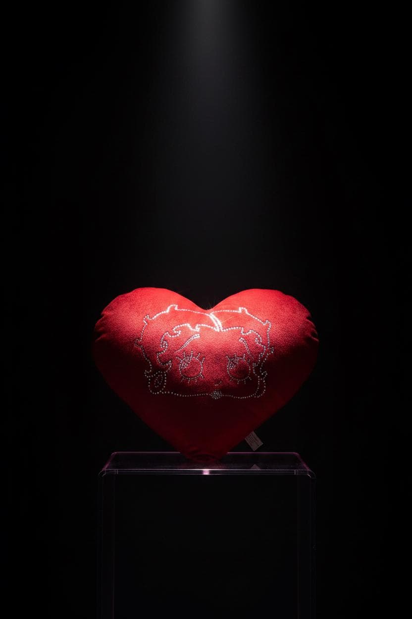 Betty Boop Red Diamanté Heart Pillow (2007) – New With Tags