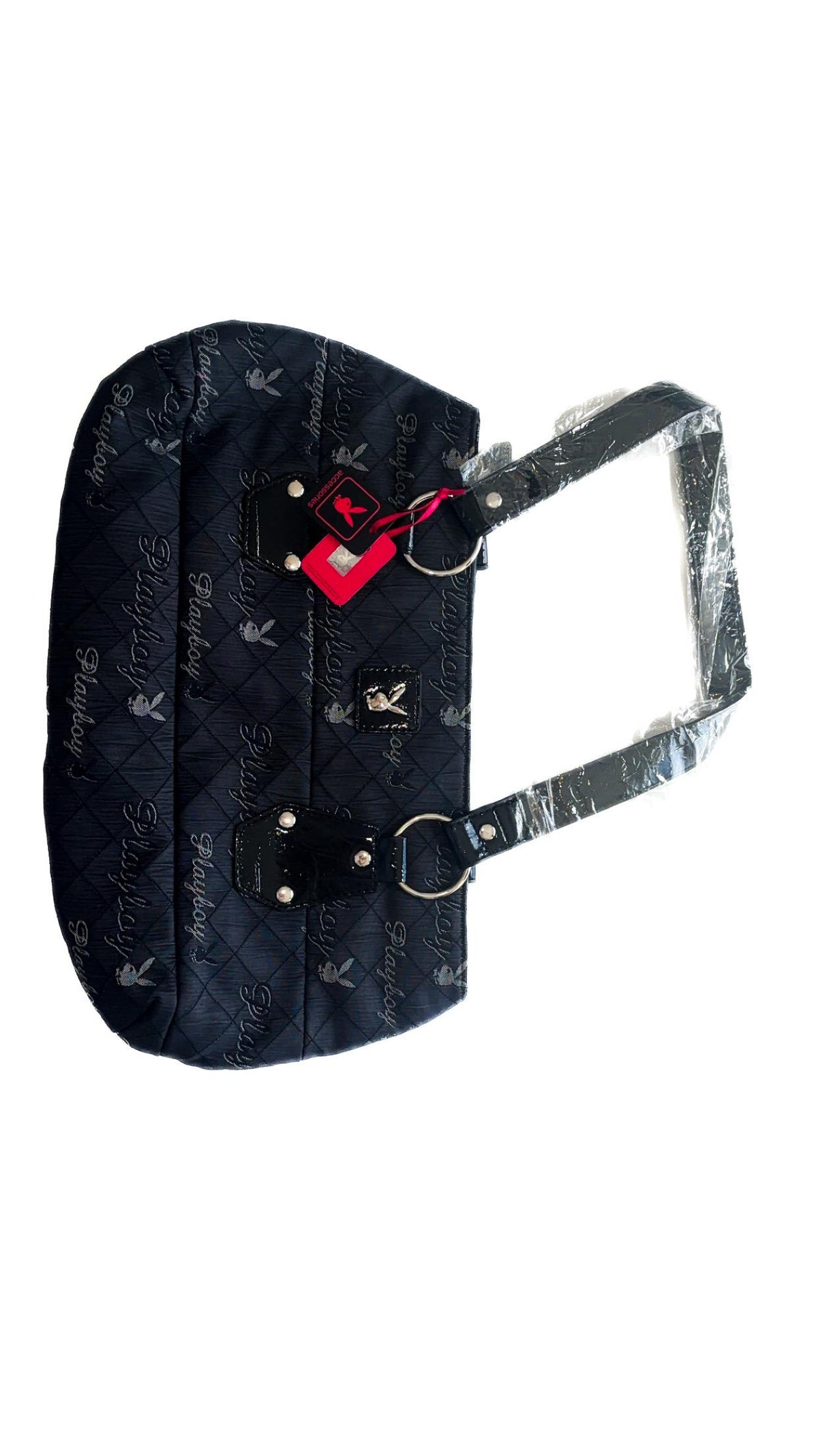 Playboy Black & Silver Rabbit-Head Monogram Handbag (2010) – New With Tags