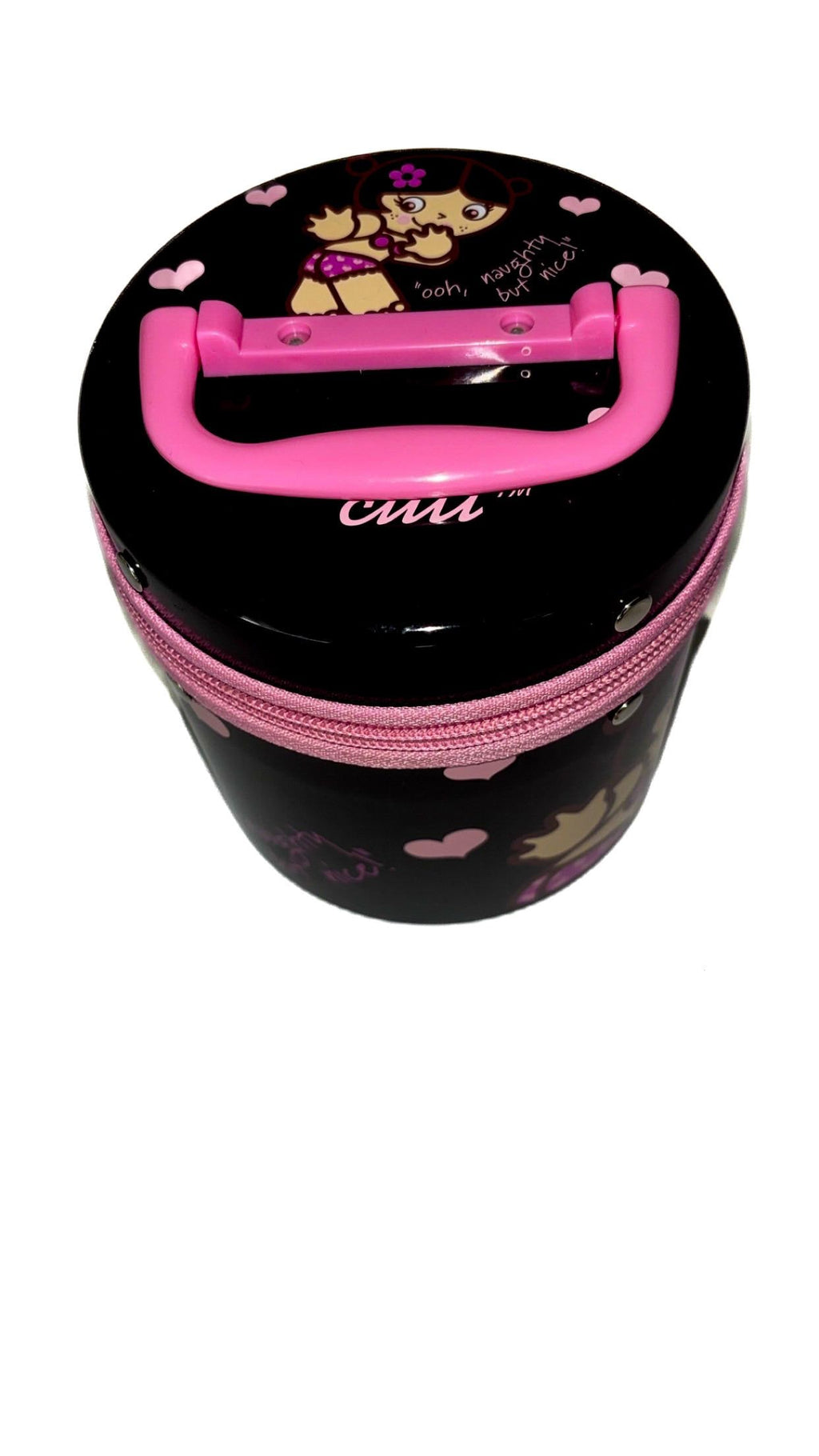 Borsa a secchiello Santoro Tutti Cuti nera e rosa con zip giro (2004)