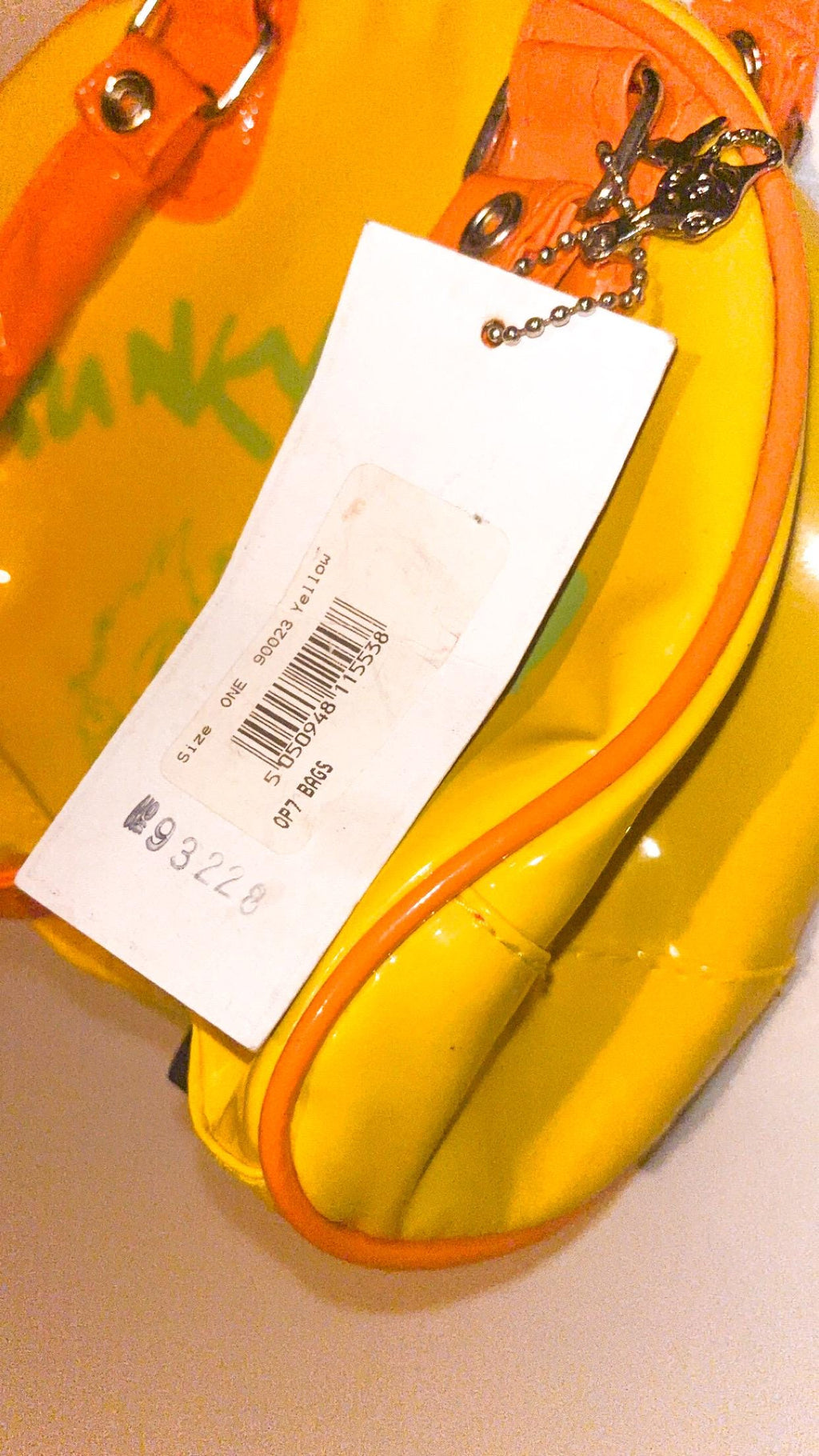 Punky Fish Yellow & Orange Glossy Bowler Handbag – Vintage, New With Tags