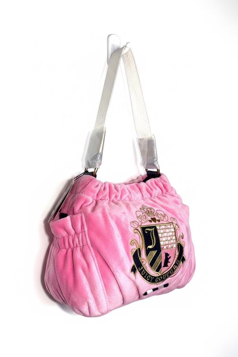Juicy Couture Pink Velvet Crest Shoulder Bag – New With Tags