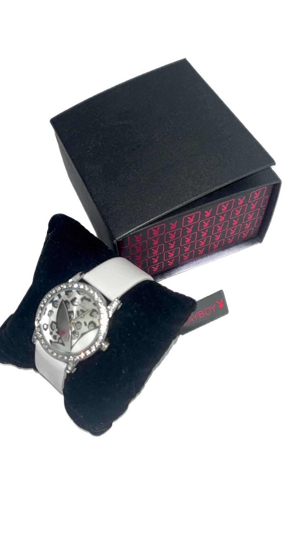 Playboy Leopard Print Diamanté-Style Wristwatch – White Strap, New With Tags