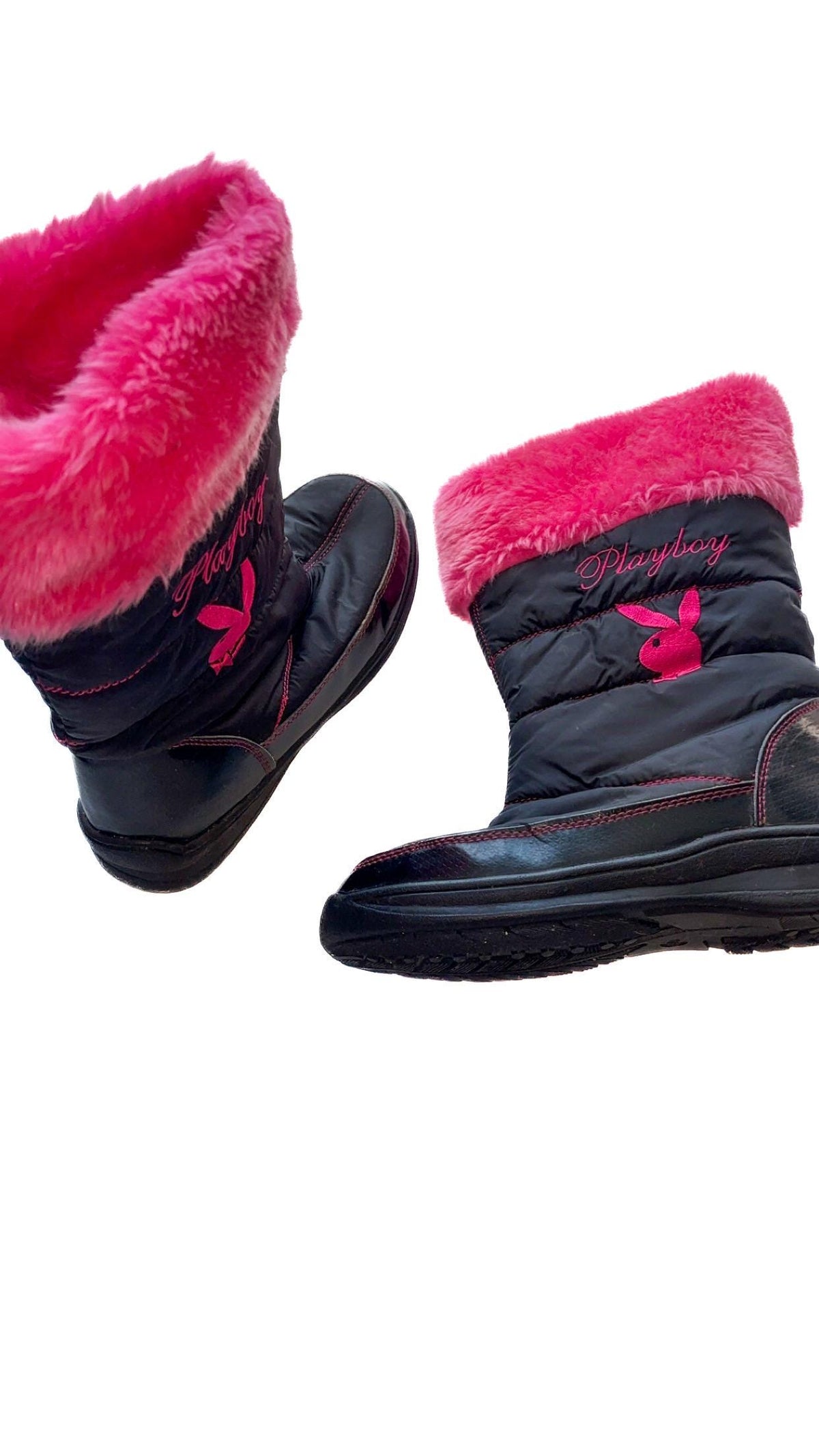 Playboy Black & Fuchsia Winter Boots (2010) – UK 6, New in Box