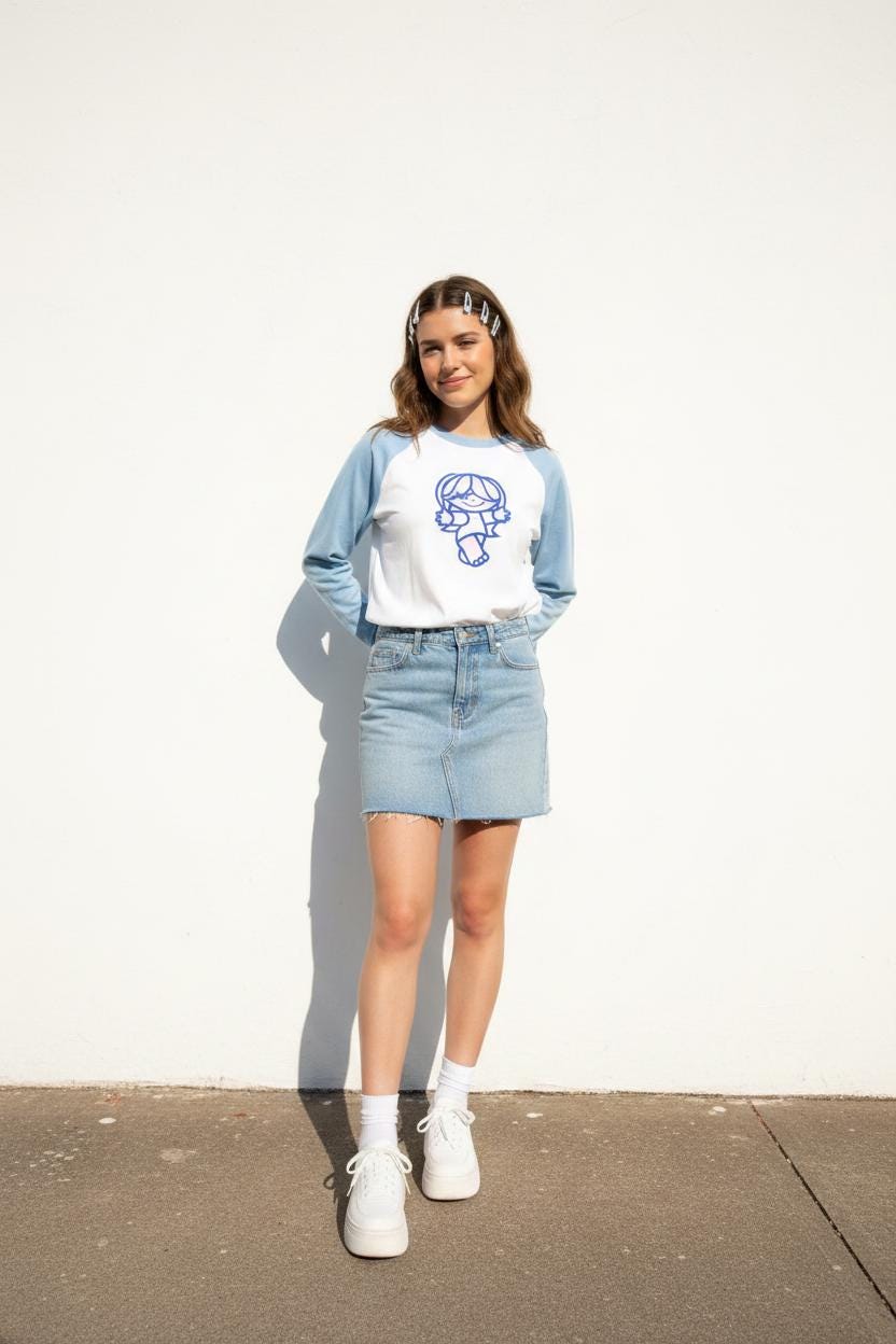 Santoro Tutti Cuti White & Blue Long-Sleeve Tee (2003) – New With Tags