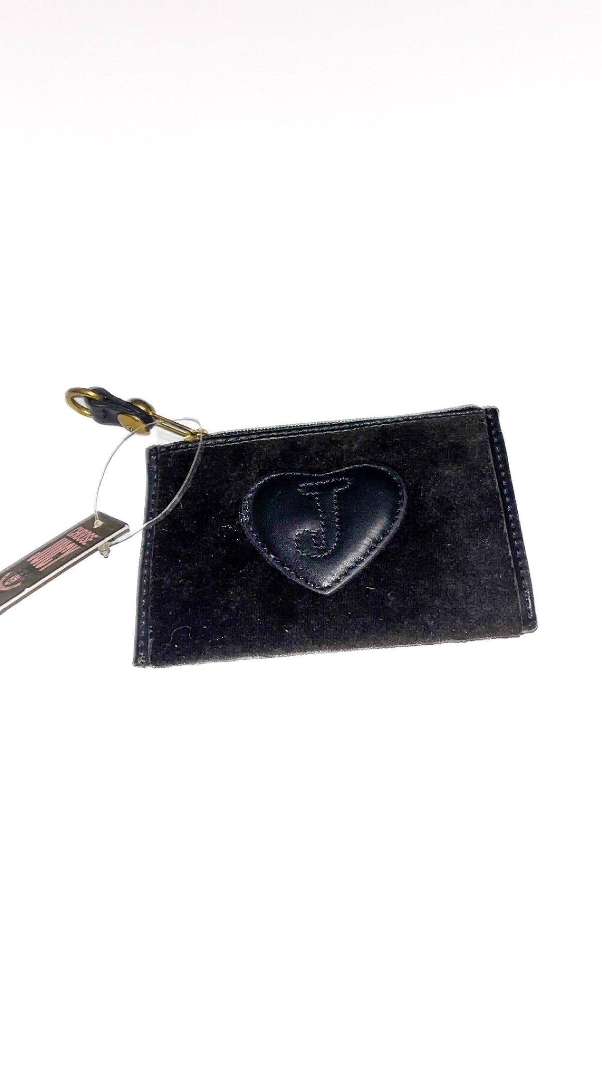 Juicy Couture Black Velour Crest Coin Purse with Keyring – With Tags
