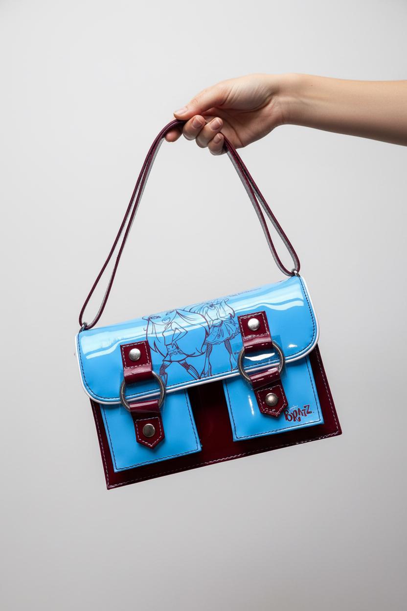 Bolso maletín attaché Bratz azul cielo y burdeos – Totalmente nuevo