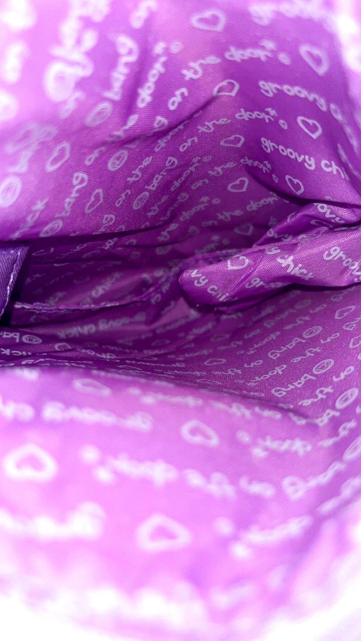 Groovy Chick Lilac Satin-Style Evening Bag with Chain Strap (2001) – New With Tags