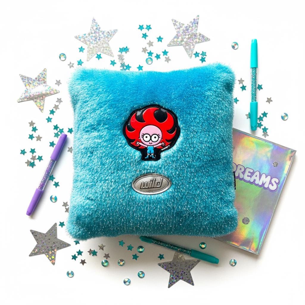 Santoro Wild Flux Deluxe Turquoise Blue Fluffy Cushion
