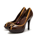 Baby Phat Brown Embellished Peep-Toe Platform Heels – New in Packaging