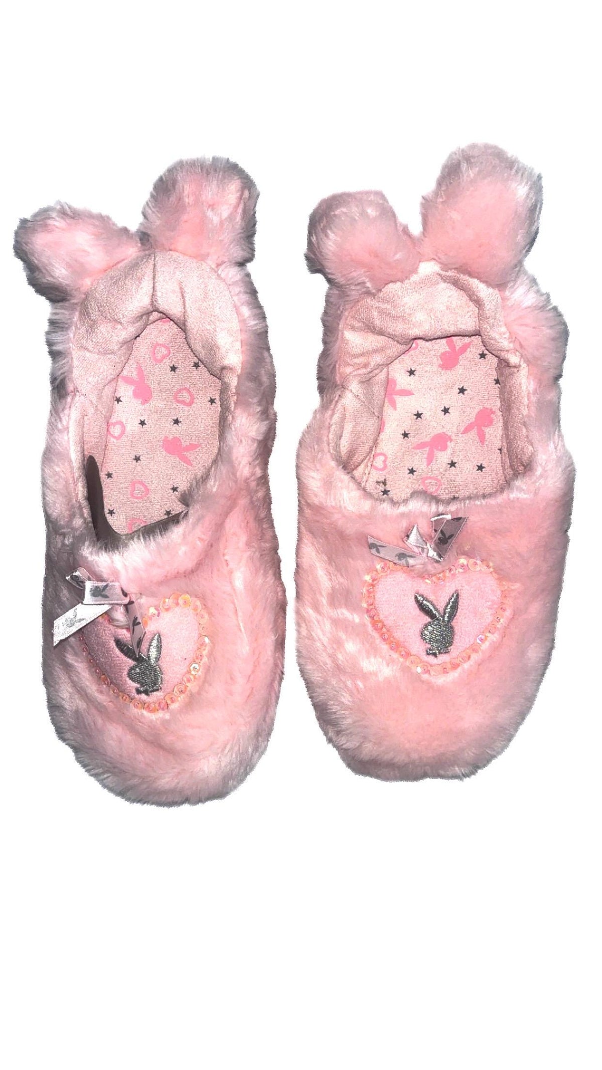 Playboy Pink Faux Fur Bunny Ear Slippers – M, EU 38/39, New
