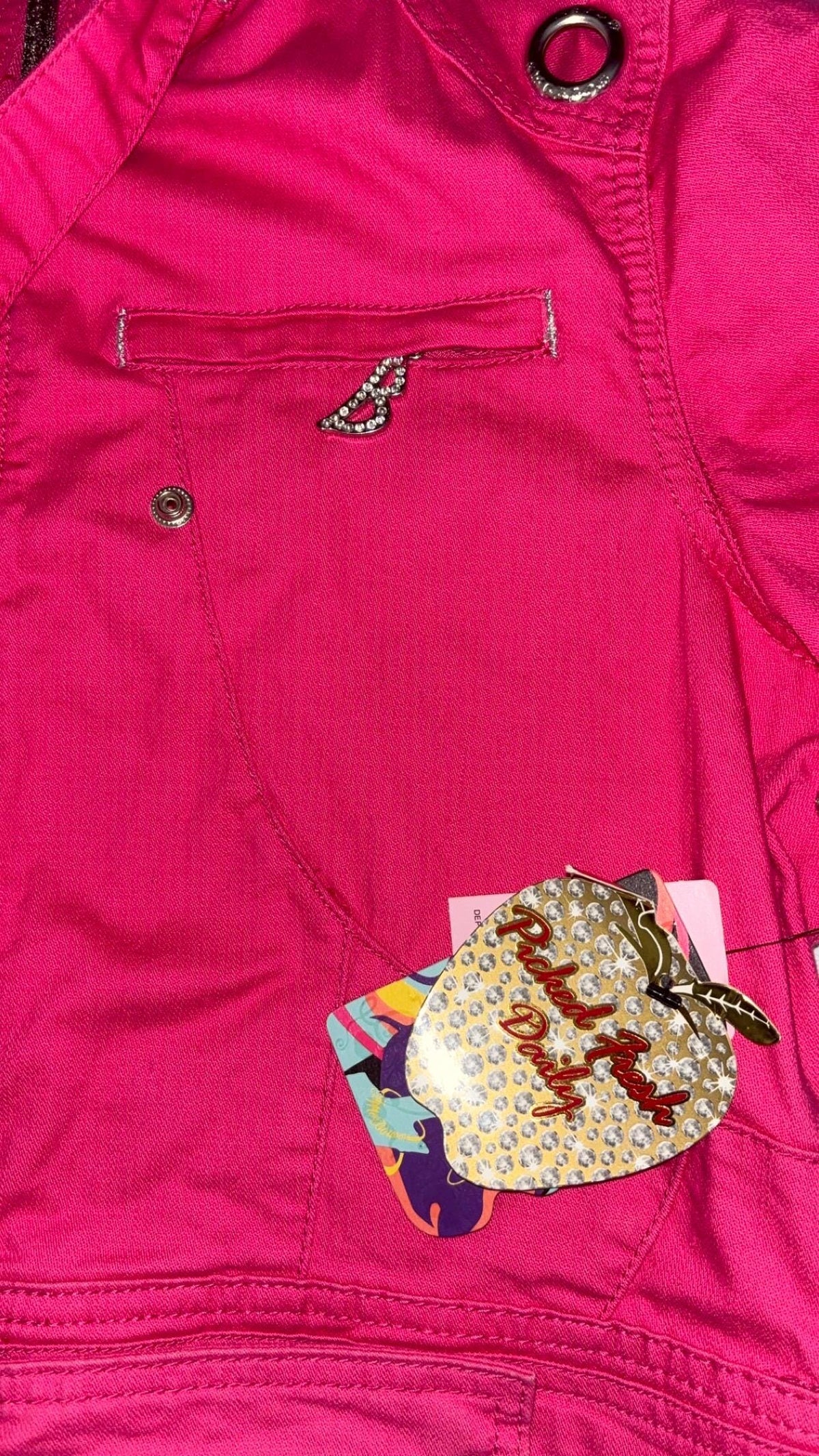 Chaqueta motera de manga corta rosa fucsia Apple Bottoms – Talla US 1X, Nueva con etiquetas
