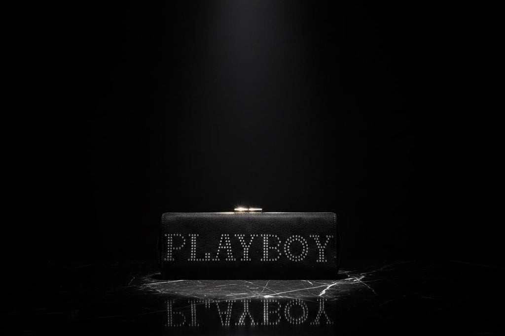 Pochette Playboy Logo Noir Diamanté (2005) – Neuve Avec Étiquettes & Sac Anti-poussière