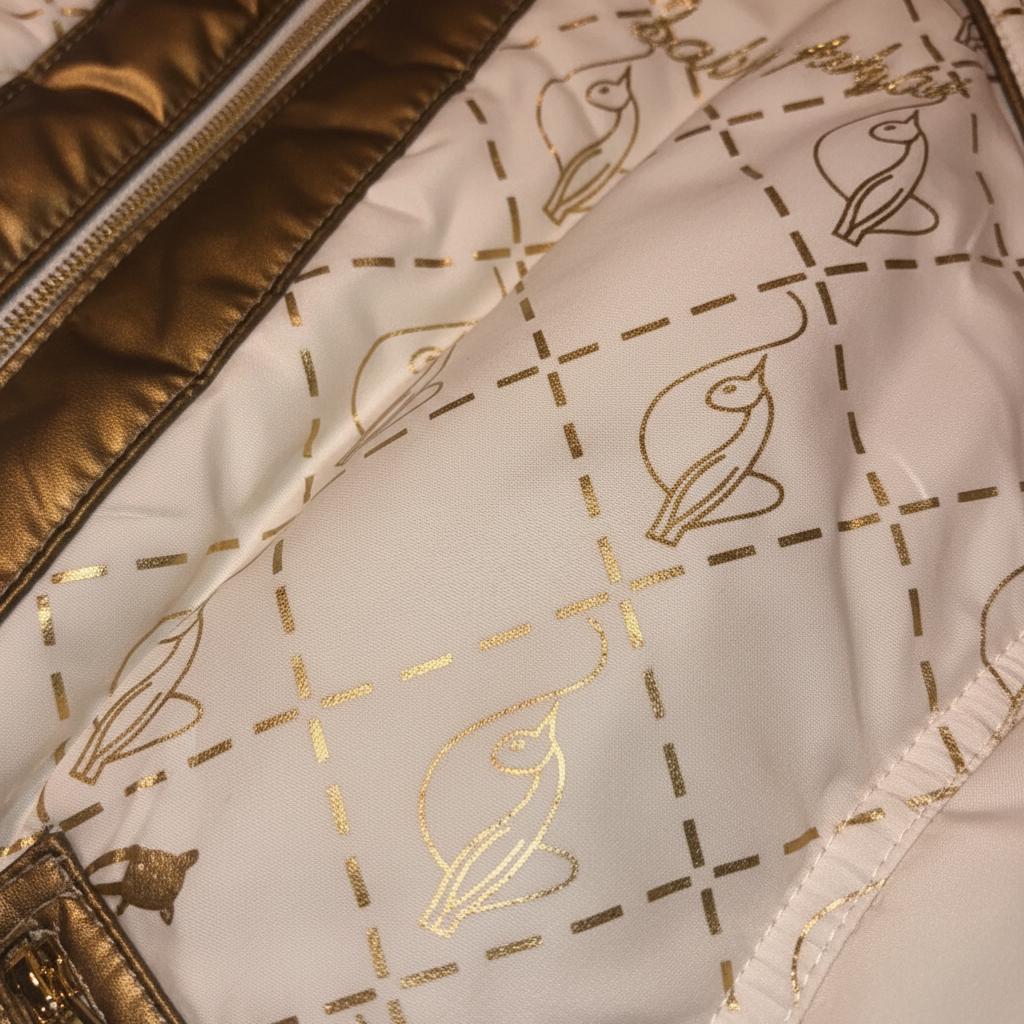 Seaicéad Buamadóra Baby Phat le Monagram Cat Óir agus Uachtair – Nua le Clibeanna