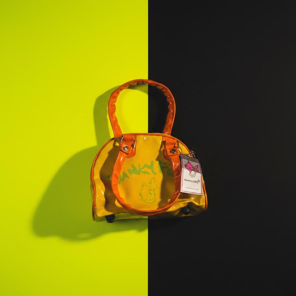 Punky Fish Yellow & Orange Glossy Bowler Handbag – Vintage, New With Tags