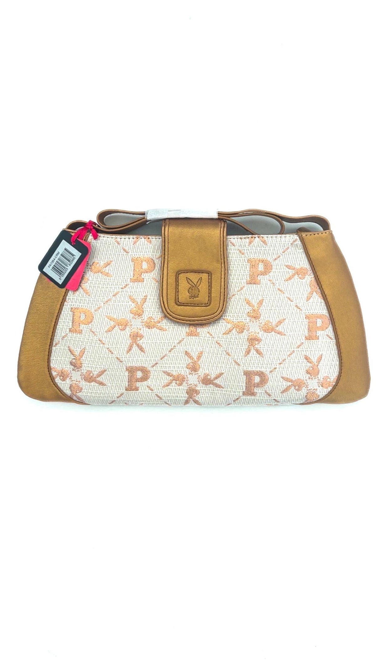 Playboy White & Gold Embroidered Monogram Purse (2010) – New With Tags