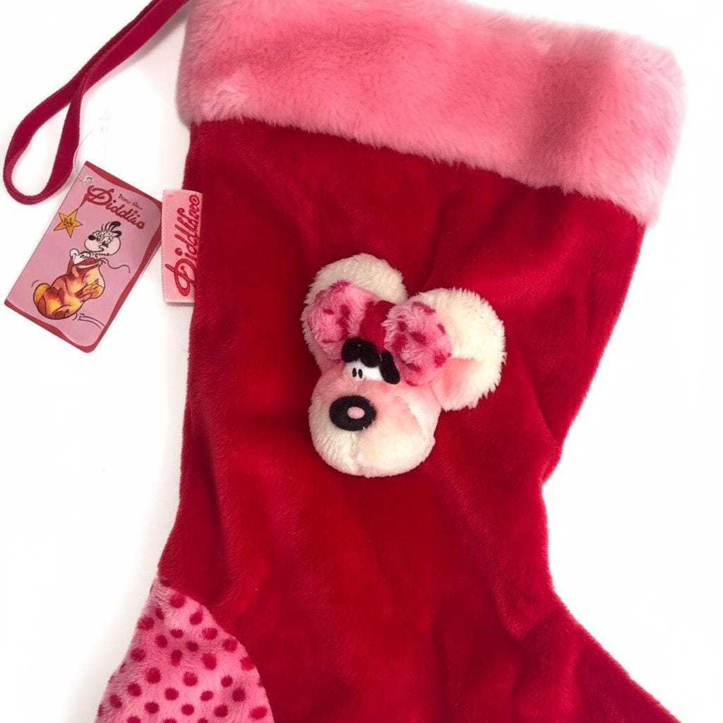 Vintage Diddl Diddlina Red & Pink Christmas Stocking – New With Tags