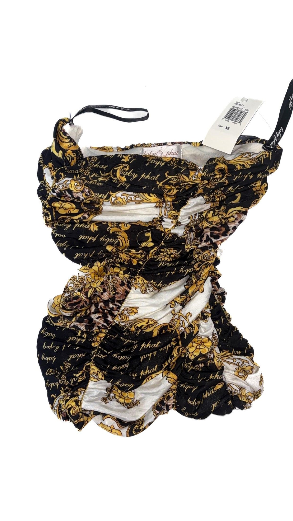 Baby Phat Royale Ruched Chain-Print Bandeau – XS, New With Tags