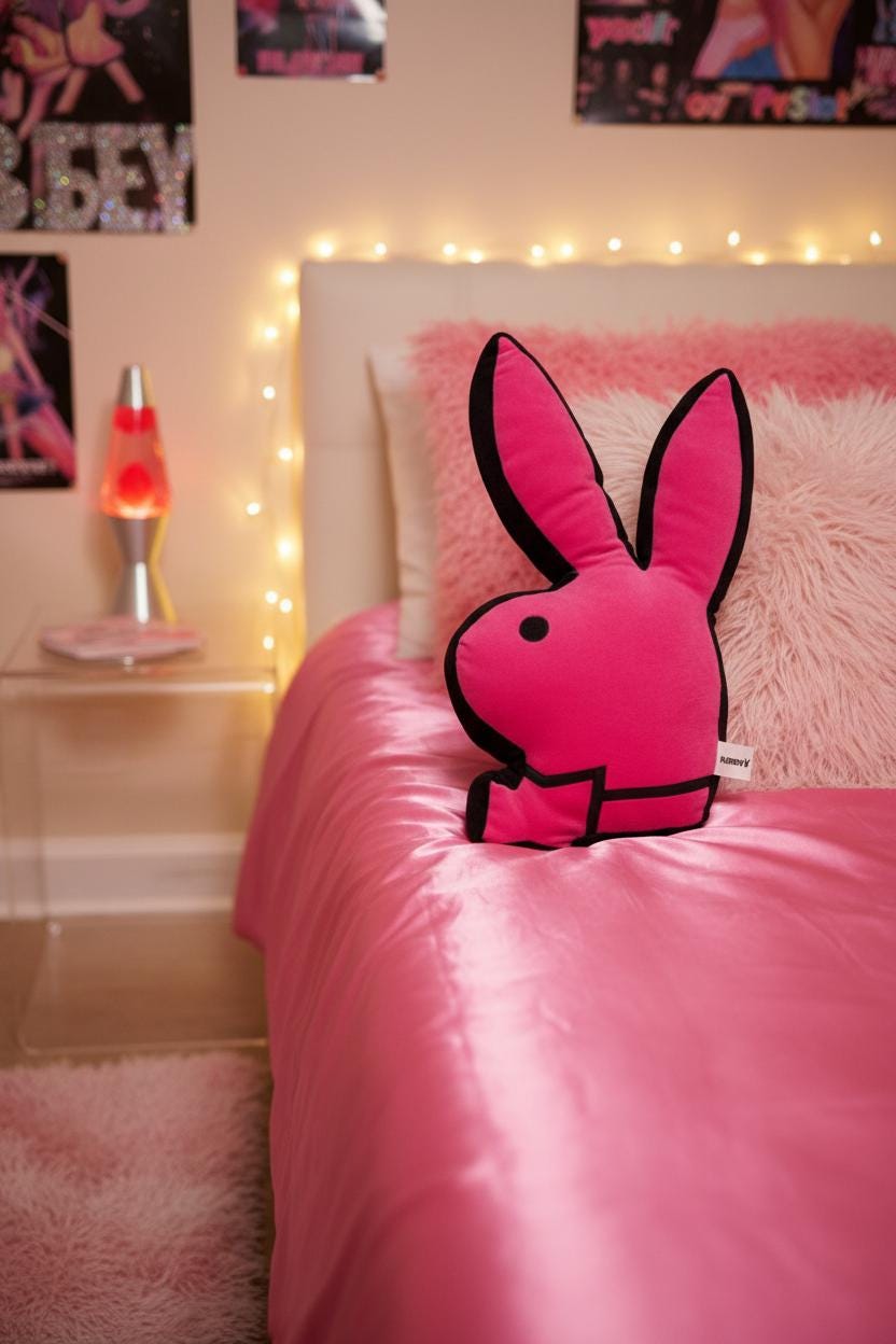 Playboy Pink & Black Rabbit Head Pillow (2004) – With Original Tags