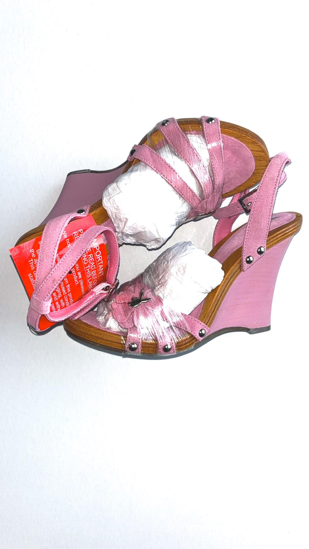 Playboy Pink Wedge Sandals (2004) – UK 3, New in Packaging