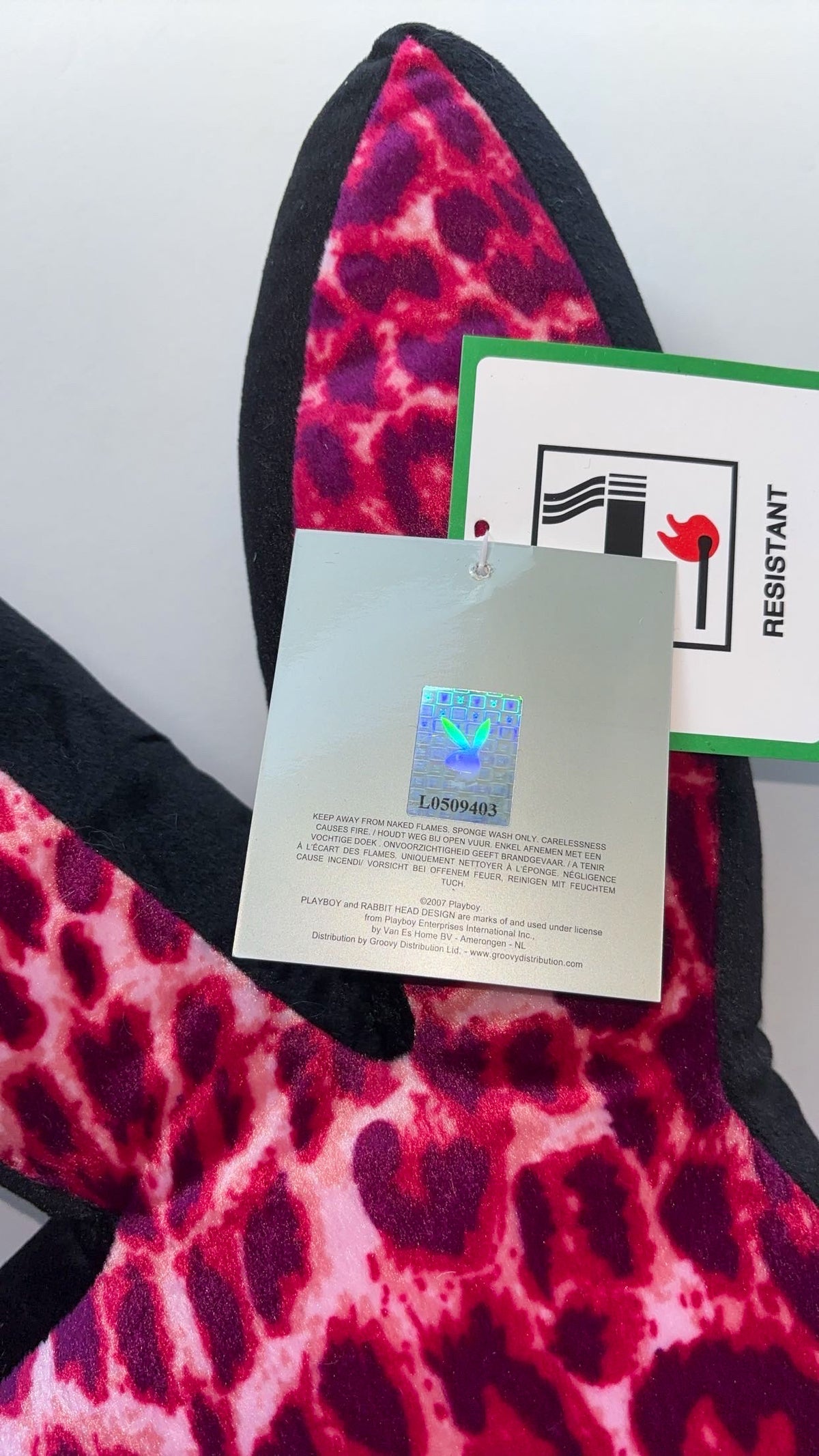 プレイボーイ ピンクのレオパード柄うさぎの頭クッション（タグ付き）