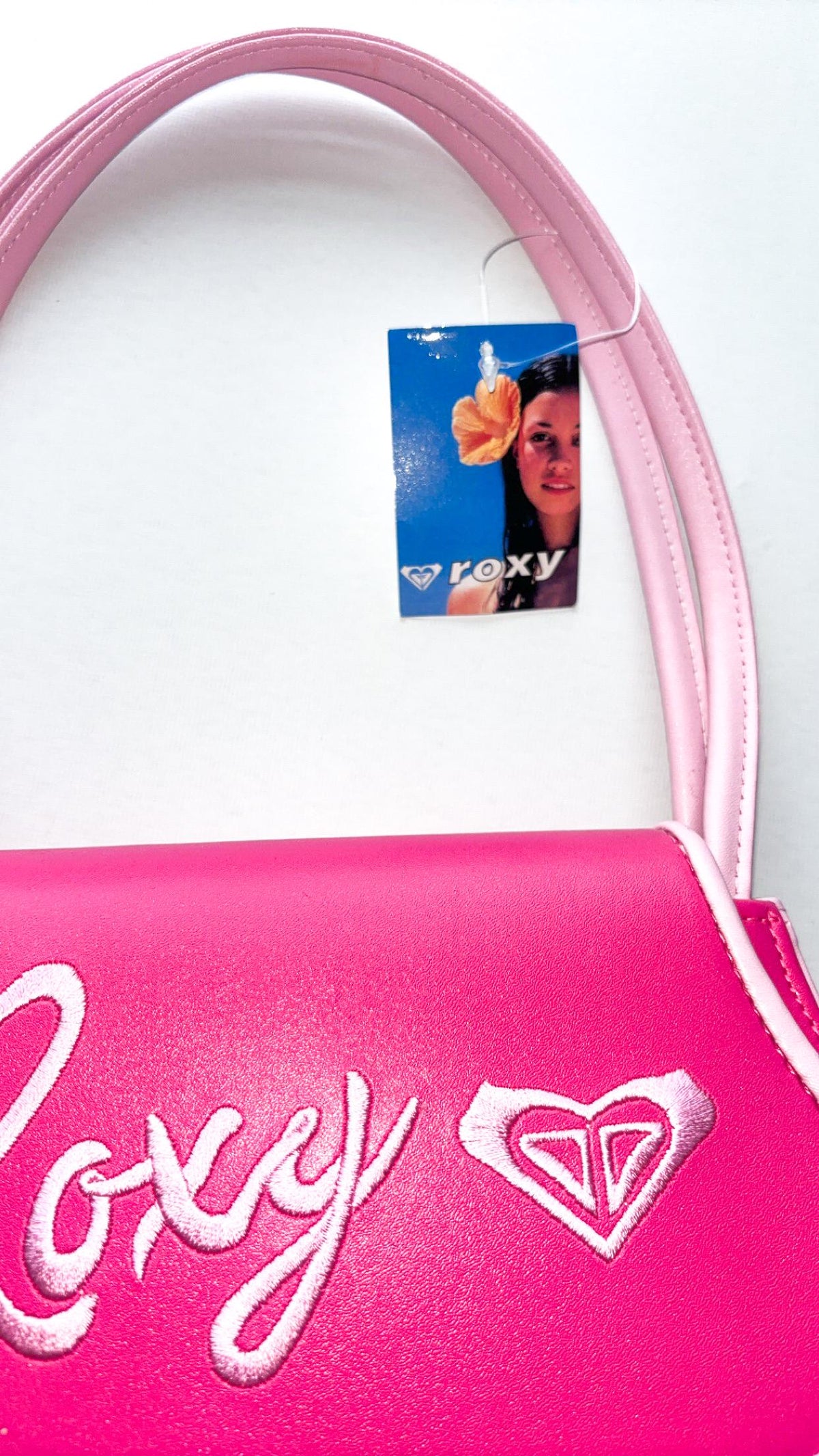 Borsa Roxy rosa stile pin-up con patta – Nuova con cartellini