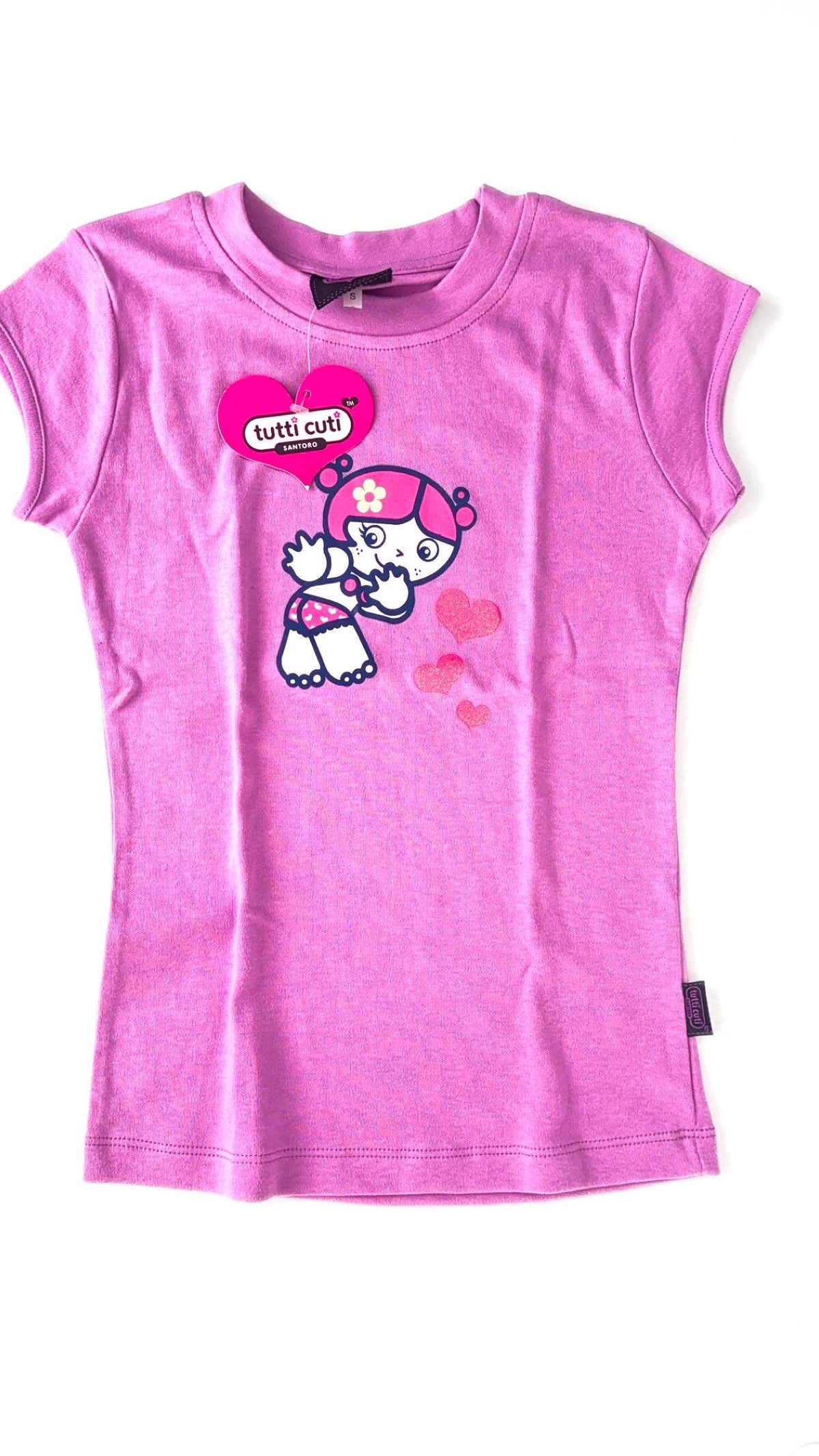 Santoro Tutti Cuti Pink Character & Hearts T-Shirt (2003) – New With Tags