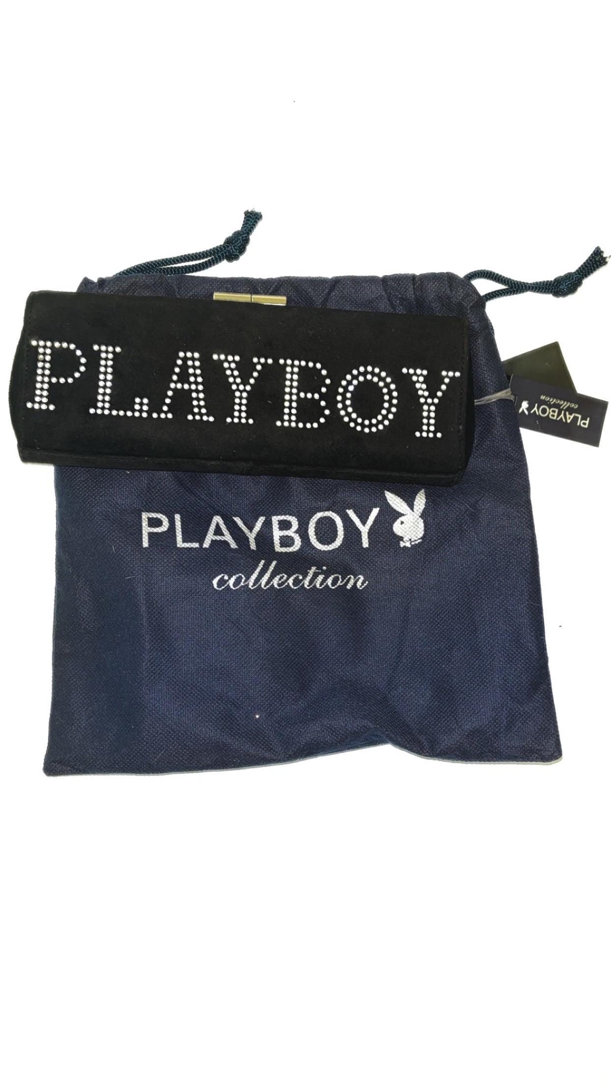 Pochette Playboy Logo Noir Diamanté (2005) – Neuve Avec Étiquettes & Sac Anti-poussière