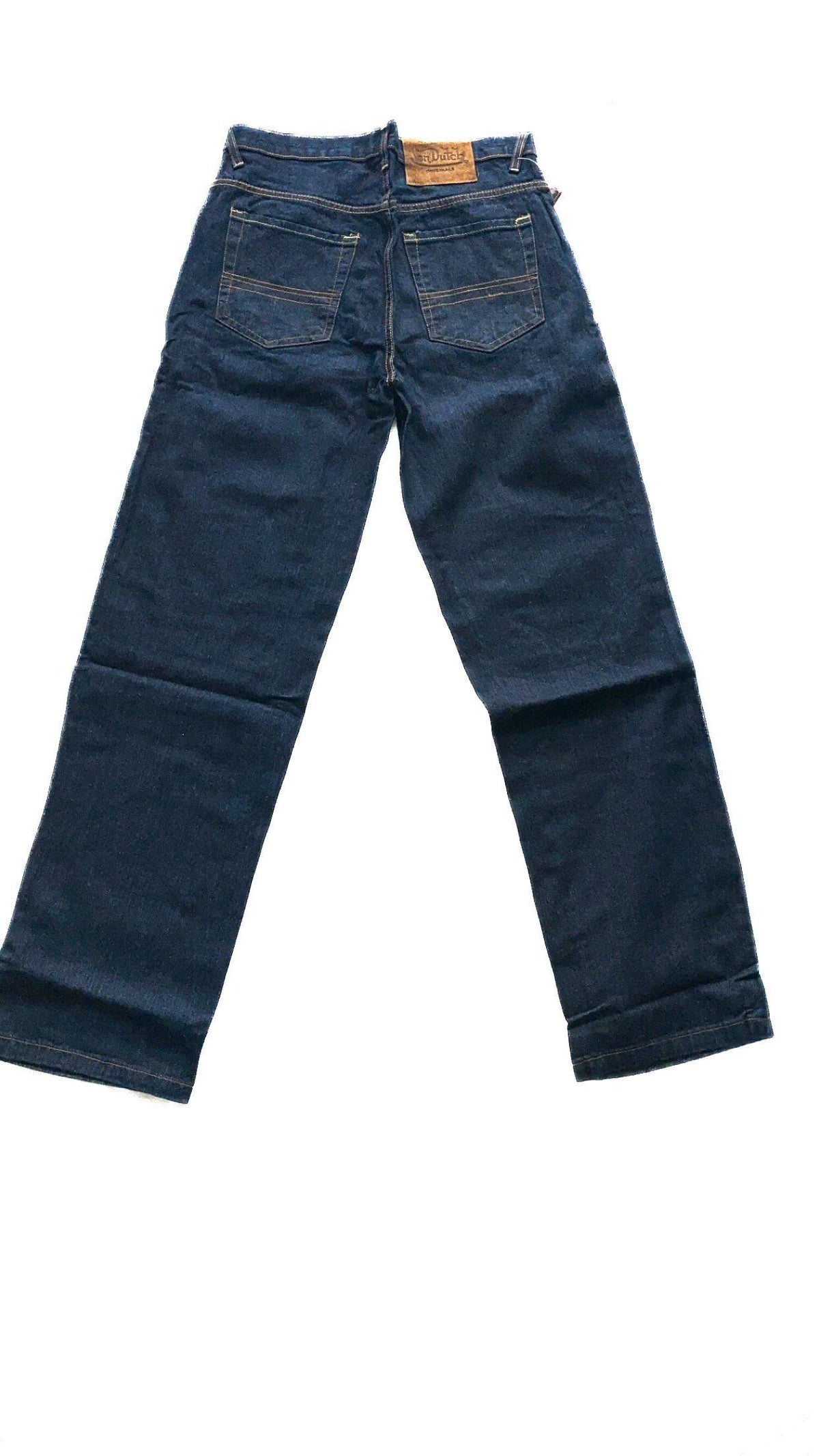 Von Dutch Kustom Blue Frayed Logo-Panel Jeans – Size 34, New With Tags