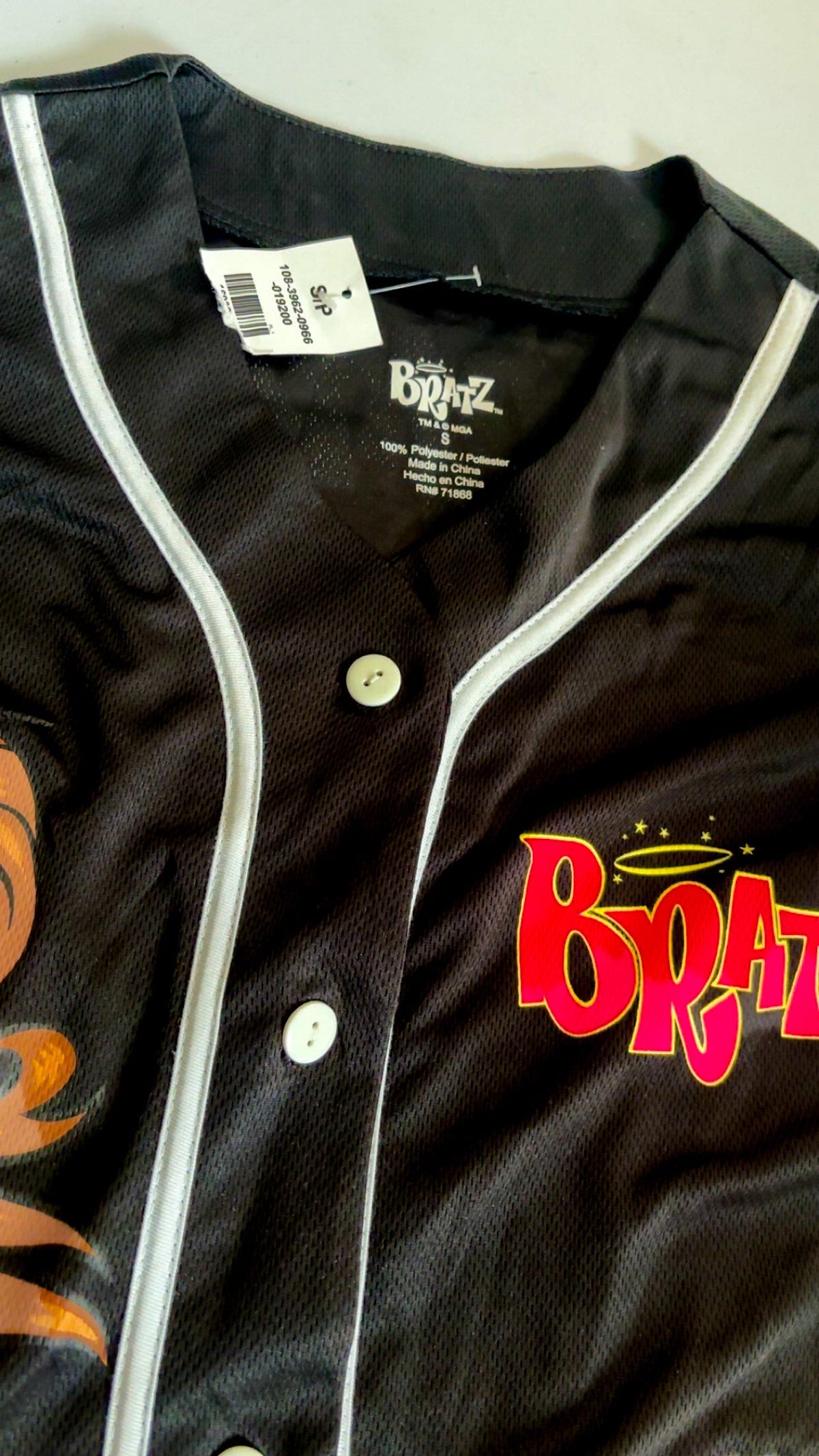 Jersey de béisbol negro Bratz Passion for Fashion – Talla S, etiqueta original
