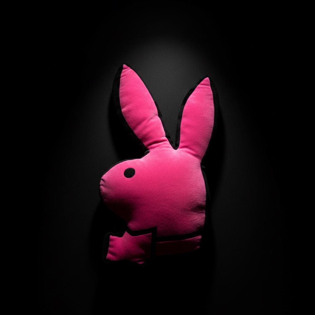 Playboy Pink & Black Rabbit Head Pillow (2004) – With Original Tags