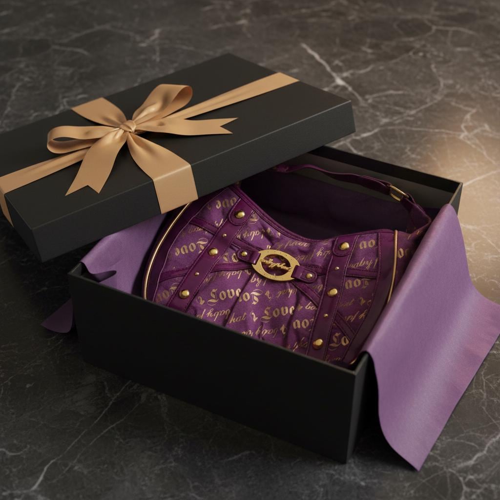 Baby Phat Purple & Gold Monogram Hobo Shoulder Bag – With Tags