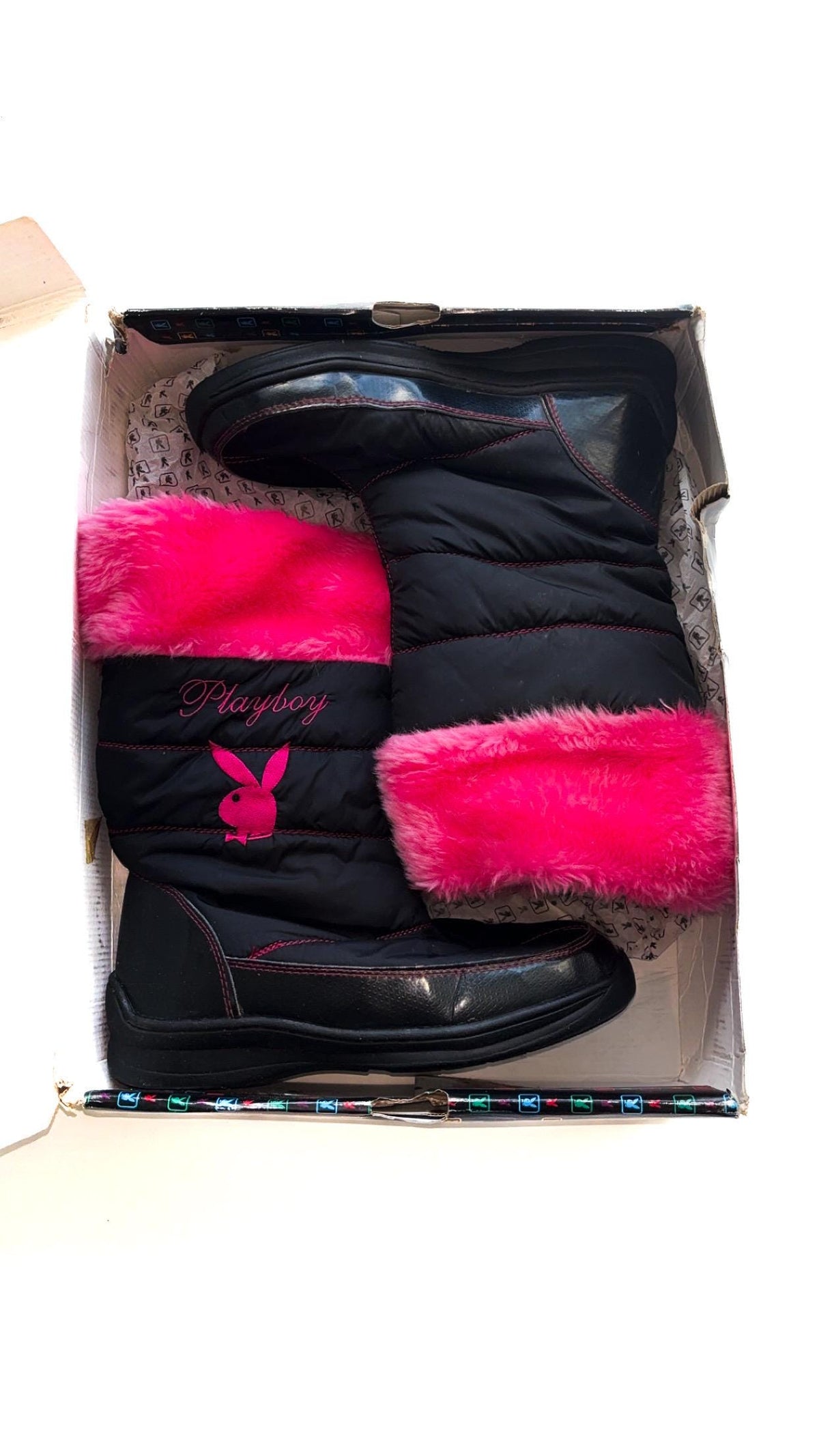 Playboy Black & Fuchsia Winter Boots (2010) – UK 6, New in Box