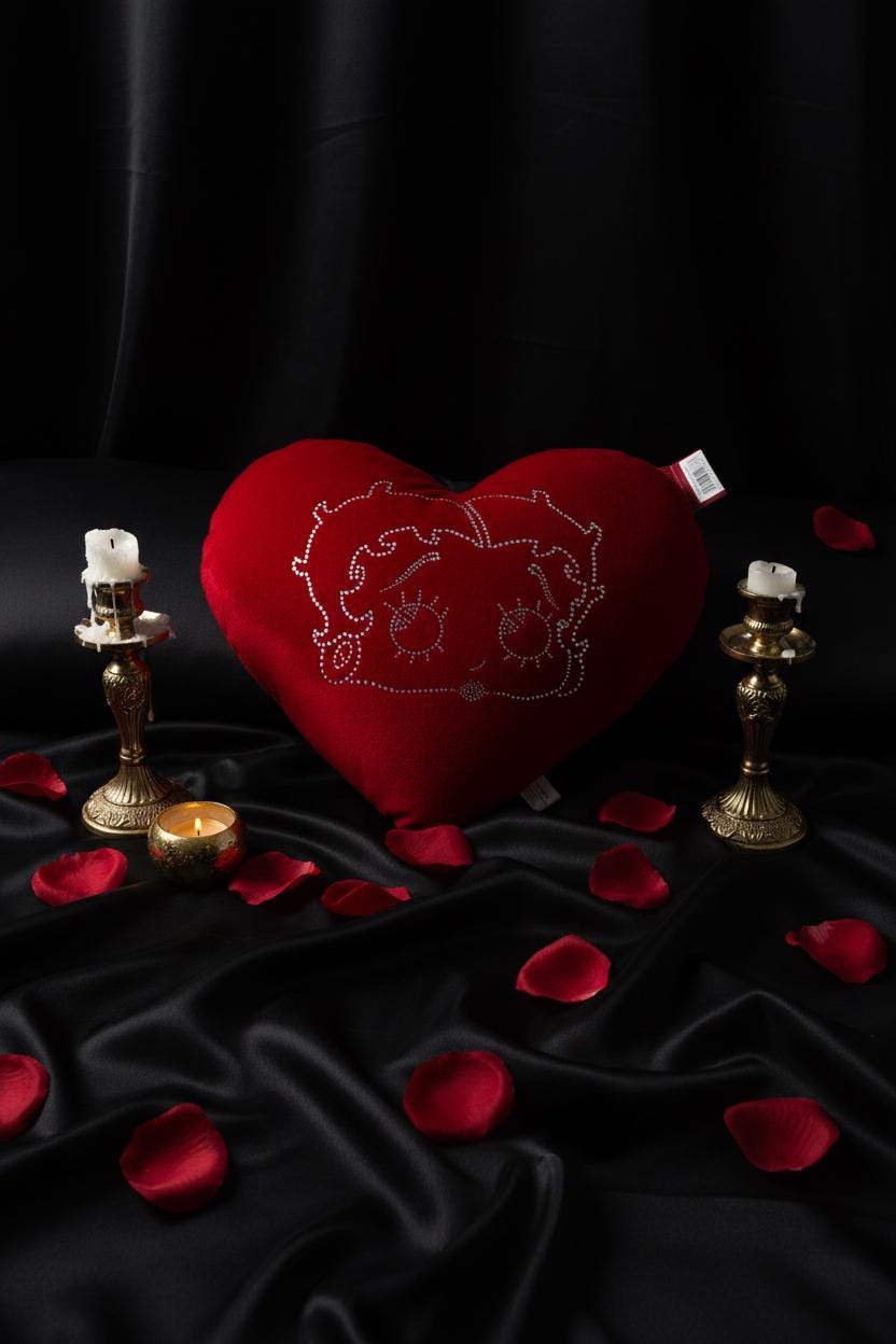 Betty Boop Red Diamanté Heart Pillow (2007) – New With Tags