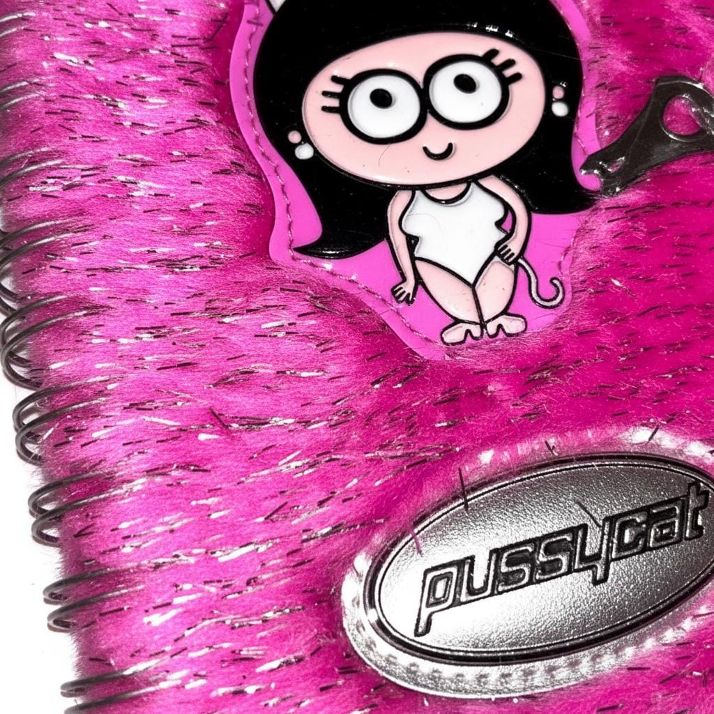Santoro Flux Deluxe Pussy Cat Pink Fluffy Lock & Key Journal (2000) – New & Sealed