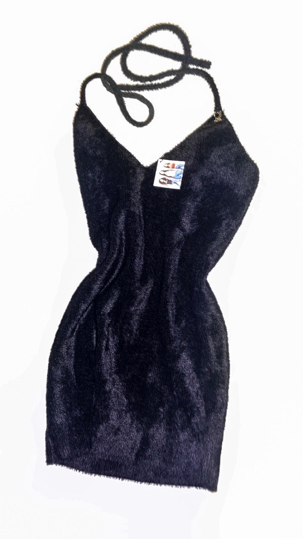 Baby Phat Black Fuzzy Halterneck Dress – New With Tags
