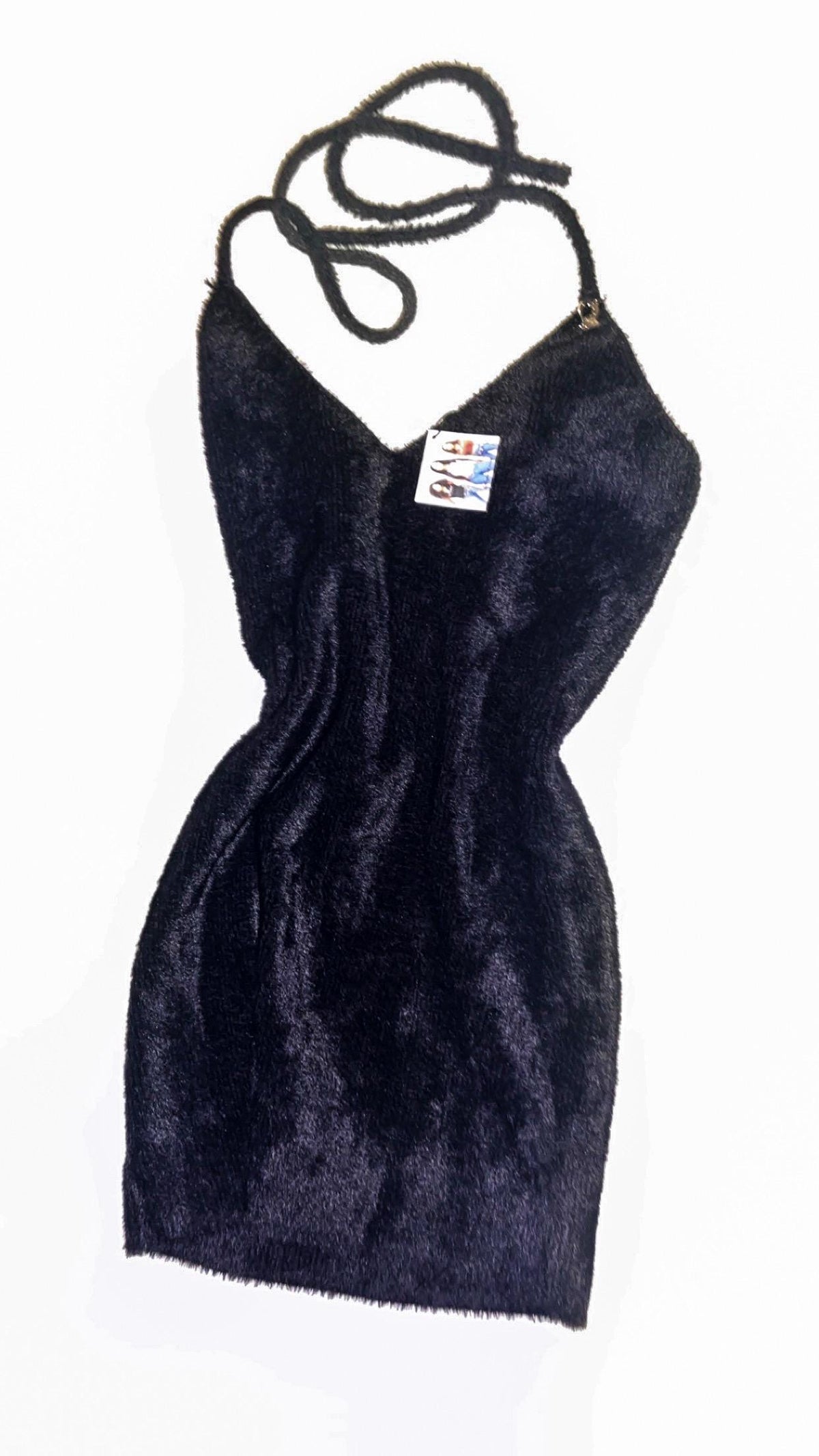 Baby Phat Black Fuzzy Halterneck Dress – New With Tags