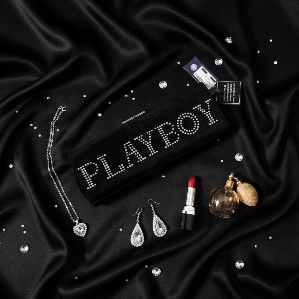 Playboy Black Diamanté Logo Clutch (2005) – New With Tags & Dust Bag